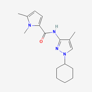 molecular formula C17H24N4O B7191705 N-(1-cyclohexyl-4-methylpyrazol-3-yl)-1,5-dimethylpyrrole-2-carboxamide 