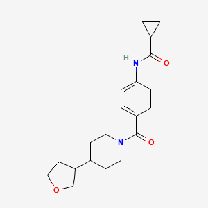 molecular formula C20H26N2O3 B7191727 N-[4-[4-(oxolan-3-yl)piperidine-1-carbonyl]phenyl]cyclopropanecarboxamide 