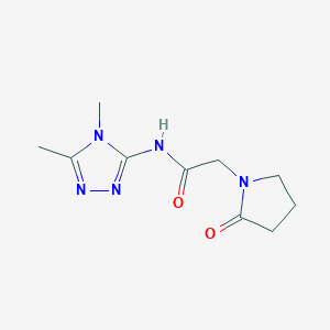molecular formula C10H15N5O2 B7191824 N-(4,5-dimethyl-1,2,4-triazol-3-yl)-2-(2-oxopyrrolidin-1-yl)acetamide 