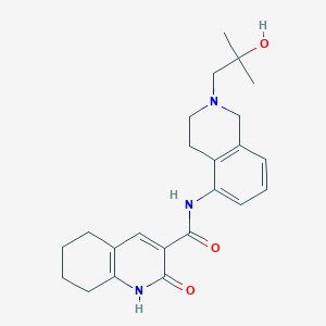 molecular formula C23H29N3O3 B7191832 N-[2-(2-hydroxy-2-methylpropyl)-3,4-dihydro-1H-isoquinolin-5-yl]-2-oxo-5,6,7,8-tetrahydro-1H-quinoline-3-carboxamide 