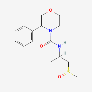 molecular formula C15H22N2O3S B7191875 N-(1-methylsulfinylpropan-2-yl)-3-phenylmorpholine-4-carboxamide 