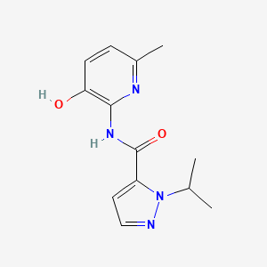 molecular formula C13H16N4O2 B7191887 N-(3-hydroxy-6-methylpyridin-2-yl)-2-propan-2-ylpyrazole-3-carboxamide 