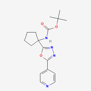molecular formula C17H22N4O3 B7191928 tert-butyl N-[1-(5-pyridin-4-yl-1,3,4-oxadiazol-2-yl)cyclopentyl]carbamate 