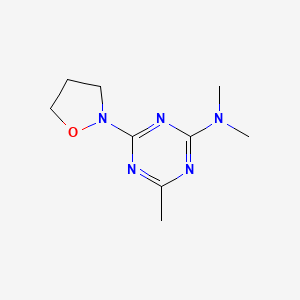 molecular formula C9H15N5O B7191932 N,N,4-trimethyl-6-(1,2-oxazolidin-2-yl)-1,3,5-triazin-2-amine 