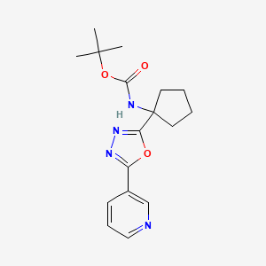 molecular formula C17H22N4O3 B7191973 tert-butyl N-[1-(5-pyridin-3-yl-1,3,4-oxadiazol-2-yl)cyclopentyl]carbamate 
