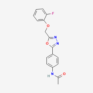 molecular formula C17H14FN3O3 B7191993 N-[4-[5-[(2-fluorophenoxy)methyl]-1,3,4-oxadiazol-2-yl]phenyl]acetamide 