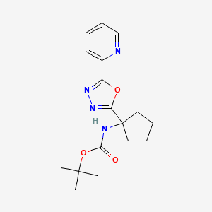 molecular formula C17H22N4O3 B7192022 tert-butyl N-[1-(5-pyridin-2-yl-1,3,4-oxadiazol-2-yl)cyclopentyl]carbamate 