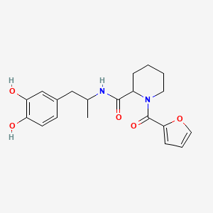 molecular formula C20H24N2O5 B7192054 N-[1-(3,4-dihydroxyphenyl)propan-2-yl]-1-(furan-2-carbonyl)piperidine-2-carboxamide 