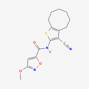 molecular formula C16H17N3O3S B7192085 N-(3-cyano-4,5,6,7,8,9-hexahydrocycloocta[b]thiophen-2-yl)-3-methoxy-1,2-oxazole-5-carboxamide 
