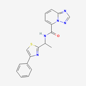 molecular formula C18H15N5OS B7192174 N-[1-(4-phenyl-1,3-thiazol-2-yl)ethyl]-[1,2,4]triazolo[1,5-a]pyridine-5-carboxamide 