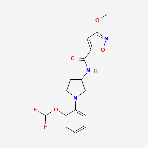 molecular formula C16H17F2N3O4 B7192200 N-[1-[2-(difluoromethoxy)phenyl]pyrrolidin-3-yl]-3-methoxy-1,2-oxazole-5-carboxamide 