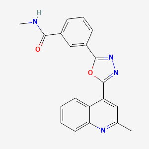 molecular formula C20H16N4O2 B7192349 N-methyl-3-[5-(2-methylquinolin-4-yl)-1,3,4-oxadiazol-2-yl]benzamide 