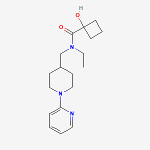 molecular formula C18H27N3O2 B7192362 N-ethyl-1-hydroxy-N-[(1-pyridin-2-ylpiperidin-4-yl)methyl]cyclobutane-1-carboxamide 