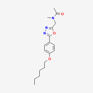 molecular formula C18H25N3O3 B7192393 N-[[5-(4-hexoxyphenyl)-1,3,4-oxadiazol-2-yl]methyl]-N-methylacetamide 