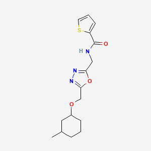 molecular formula C16H21N3O3S B7192451 N-[[5-[(3-methylcyclohexyl)oxymethyl]-1,3,4-oxadiazol-2-yl]methyl]thiophene-2-carboxamide 