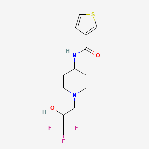 molecular formula C13H17F3N2O2S B7192487 N-[1-(3,3,3-trifluoro-2-hydroxypropyl)piperidin-4-yl]thiophene-3-carboxamide 