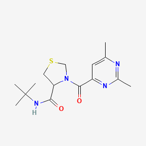 molecular formula C15H22N4O2S B7192656 N-tert-butyl-3-(2,6-dimethylpyrimidine-4-carbonyl)-1,3-thiazolidine-4-carboxamide 
