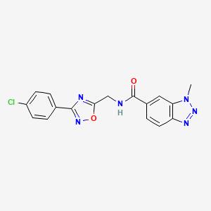 molecular formula C17H13ClN6O2 B7192680 N-[[3-(4-chlorophenyl)-1,2,4-oxadiazol-5-yl]methyl]-3-methylbenzotriazole-5-carboxamide 