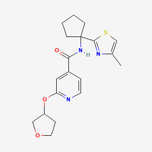 molecular formula C19H23N3O3S B7192688 N-[1-(4-methyl-1,3-thiazol-2-yl)cyclopentyl]-2-(oxolan-3-yloxy)pyridine-4-carboxamide 