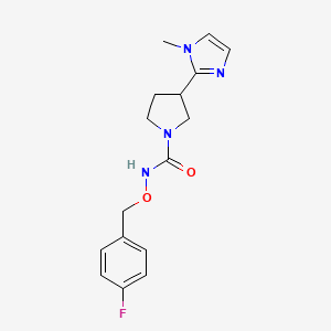 molecular formula C16H19FN4O2 B7192709 N-[(4-fluorophenyl)methoxy]-3-(1-methylimidazol-2-yl)pyrrolidine-1-carboxamide 