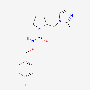 molecular formula C17H21FN4O2 B7192713 N-[(4-fluorophenyl)methoxy]-2-[(2-methylimidazol-1-yl)methyl]pyrrolidine-1-carboxamide 