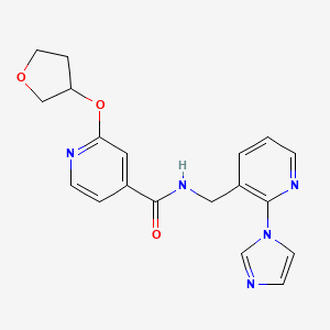 molecular formula C19H19N5O3 B7192729 N-[(2-imidazol-1-ylpyridin-3-yl)methyl]-2-(oxolan-3-yloxy)pyridine-4-carboxamide 