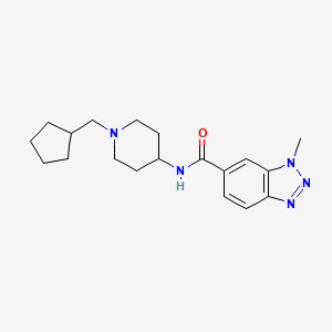 molecular formula C19H27N5O B7192758 N-[1-(cyclopentylmethyl)piperidin-4-yl]-3-methylbenzotriazole-5-carboxamide 