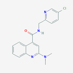 molecular formula C18H17ClN4O B7192770 N-[(5-chloropyridin-2-yl)methyl]-2-(dimethylamino)quinoline-4-carboxamide 