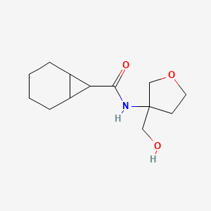 molecular formula C13H21NO3 B7192984 N-[3-(hydroxymethyl)oxolan-3-yl]bicyclo[4.1.0]heptane-7-carboxamide 