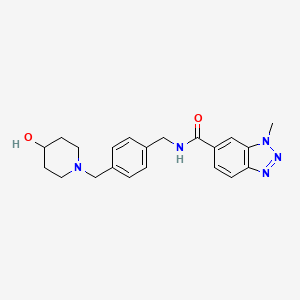 molecular formula C21H25N5O2 B7193232 N-[[4-[(4-hydroxypiperidin-1-yl)methyl]phenyl]methyl]-3-methylbenzotriazole-5-carboxamide 
