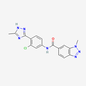 molecular formula C17H14ClN7O B7193311 N-[3-chloro-4-(5-methyl-1H-1,2,4-triazol-3-yl)phenyl]-3-methylbenzotriazole-5-carboxamide 