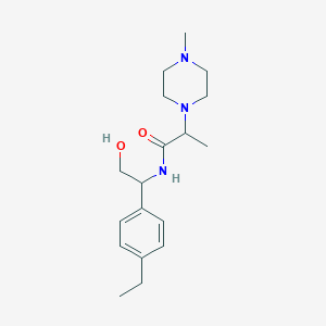 molecular formula C18H29N3O2 B7193315 N-[1-(4-ethylphenyl)-2-hydroxyethyl]-2-(4-methylpiperazin-1-yl)propanamide 