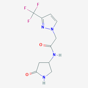 molecular formula C10H11F3N4O2 B7193344 N-(5-oxopyrrolidin-3-yl)-2-[3-(trifluoromethyl)pyrazol-1-yl]acetamide 