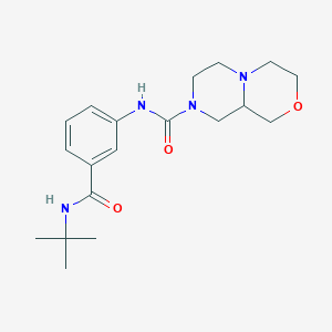 molecular formula C19H28N4O3 B7193349 N-[3-(tert-butylcarbamoyl)phenyl]-3,4,6,7,9,9a-hexahydro-1H-pyrazino[2,1-c][1,4]oxazine-8-carboxamide 