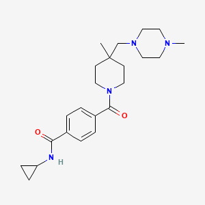 molecular formula C23H34N4O2 B7193415 N-cyclopropyl-4-[4-methyl-4-[(4-methylpiperazin-1-yl)methyl]piperidine-1-carbonyl]benzamide 
