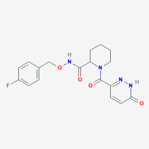 molecular formula C18H19FN4O4 B7193453 N-[(4-fluorophenyl)methoxy]-1-(6-oxo-1H-pyridazine-3-carbonyl)piperidine-2-carboxamide 
