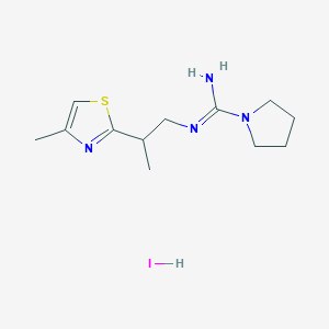 molecular formula C12H21IN4S B7193493 N'-[2-(4-methyl-1,3-thiazol-2-yl)propyl]pyrrolidine-1-carboximidamide;hydroiodide 