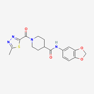 molecular formula C17H18N4O4S B7193540 N-(1,3-benzodioxol-5-yl)-1-(5-methyl-1,3,4-thiadiazole-2-carbonyl)piperidine-4-carboxamide 