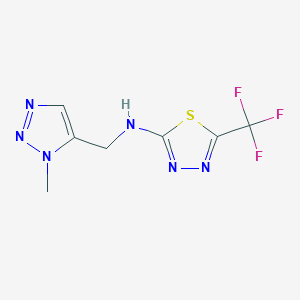 molecular formula C7H7F3N6S B7193545 N-[(3-methyltriazol-4-yl)methyl]-5-(trifluoromethyl)-1,3,4-thiadiazol-2-amine 