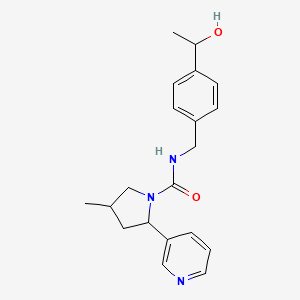 molecular formula C20H25N3O2 B7193555 N-[[4-(1-hydroxyethyl)phenyl]methyl]-4-methyl-2-pyridin-3-ylpyrrolidine-1-carboxamide 
