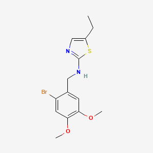 molecular formula C14H17BrN2O2S B7193570 N-[(2-bromo-4,5-dimethoxyphenyl)methyl]-5-ethyl-1,3-thiazol-2-amine 
