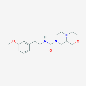 molecular formula C18H27N3O3 B7193578 N-[1-(3-methoxyphenyl)propan-2-yl]-3,4,6,7,9,9a-hexahydro-1H-pyrazino[2,1-c][1,4]oxazine-8-carboxamide 