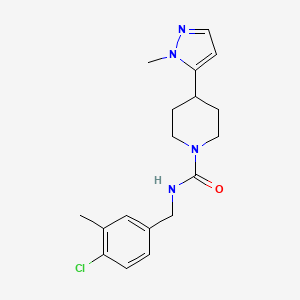 molecular formula C18H23ClN4O B7193674 N-[(4-chloro-3-methylphenyl)methyl]-4-(2-methylpyrazol-3-yl)piperidine-1-carboxamide 
