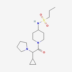 molecular formula C17H31N3O3S B7193698 N-[1-(2-cyclopropyl-2-pyrrolidin-1-ylacetyl)piperidin-4-yl]propane-1-sulfonamide 