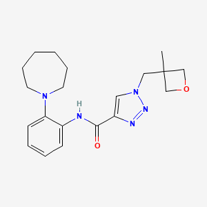 molecular formula C20H27N5O2 B7193757 N-[2-(azepan-1-yl)phenyl]-1-[(3-methyloxetan-3-yl)methyl]triazole-4-carboxamide 