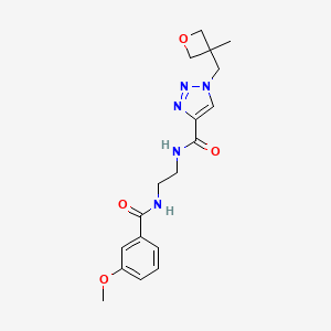 molecular formula C18H23N5O4 B7193775 N-[2-[(3-methoxybenzoyl)amino]ethyl]-1-[(3-methyloxetan-3-yl)methyl]triazole-4-carboxamide 