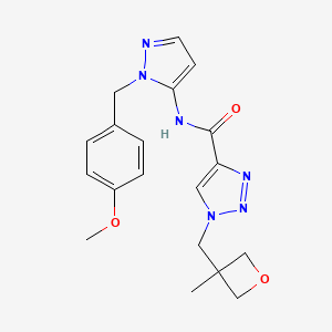 molecular formula C19H22N6O3 B7193814 N-[2-[(4-methoxyphenyl)methyl]pyrazol-3-yl]-1-[(3-methyloxetan-3-yl)methyl]triazole-4-carboxamide 