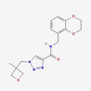 molecular formula C17H20N4O4 B7193876 N-(2,3-dihydro-1,4-benzodioxin-5-ylmethyl)-1-[(3-methyloxetan-3-yl)methyl]triazole-4-carboxamide 