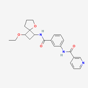 molecular formula C22H25N3O4 B7194142 N-[3-[(3-ethoxy-5-oxaspiro[3.4]octan-1-yl)carbamoyl]phenyl]pyridine-3-carboxamide 