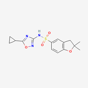 molecular formula C15H17N3O4S B7194203 N-(5-cyclopropyl-1,2,4-oxadiazol-3-yl)-2,2-dimethyl-3H-1-benzofuran-5-sulfonamide 